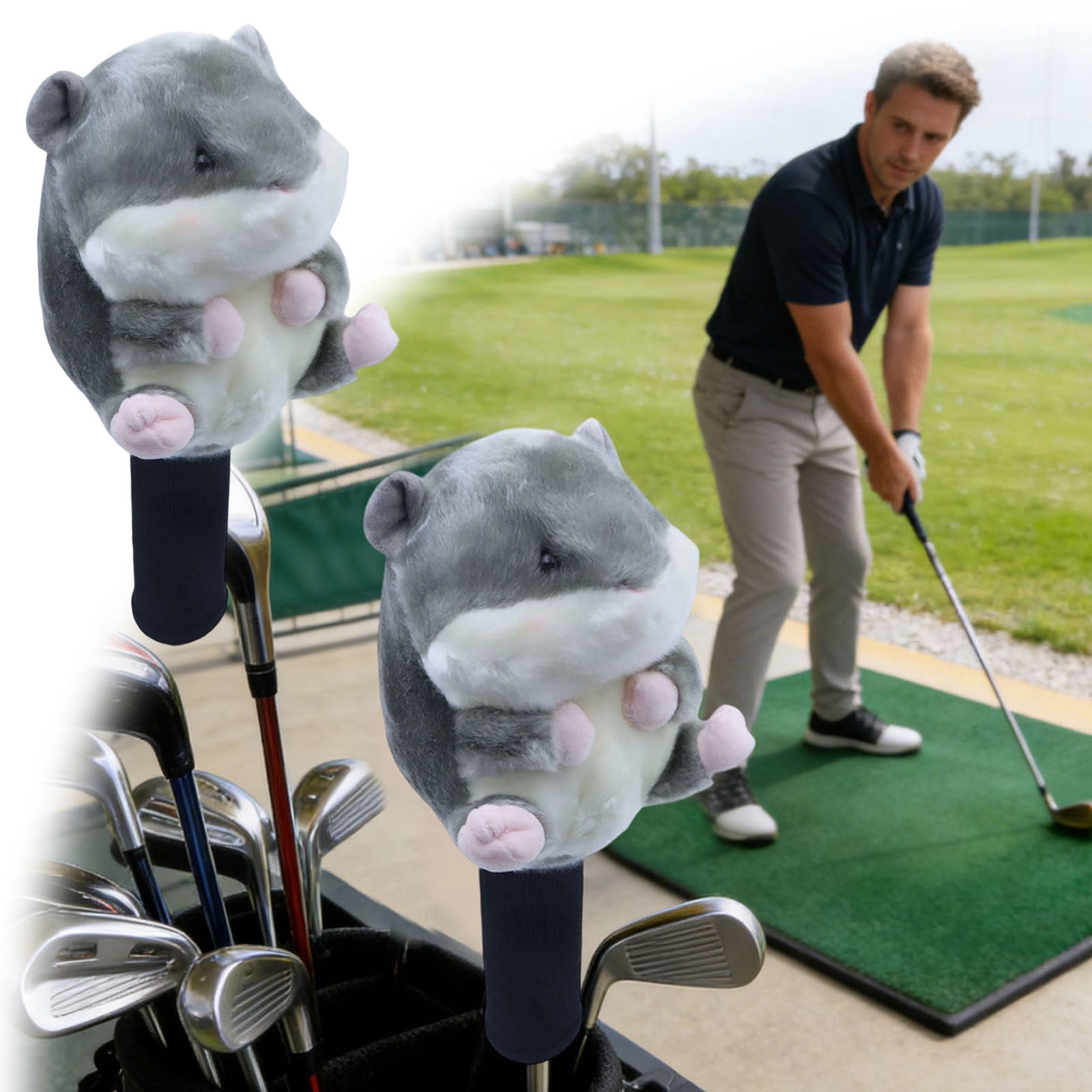 15" Soft Plushs Golf Wood Driver Headcover Club Head Cover Club Keepsake Head Cover Golf Equipment for Sports Parks Adults Friends