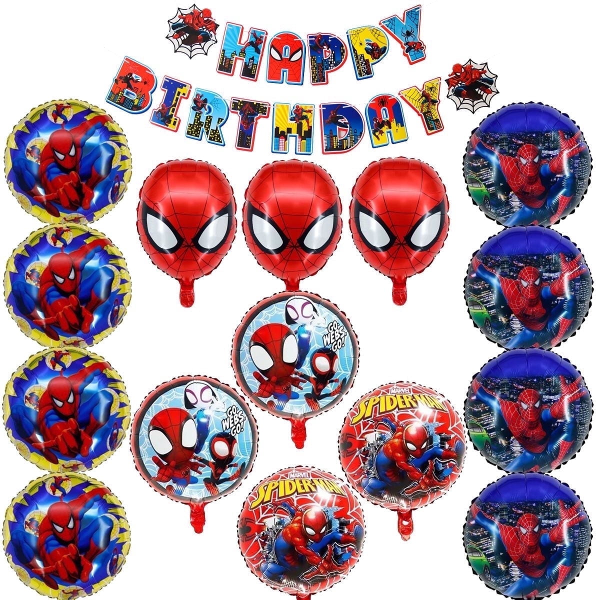 15 Pcs Spider-Man Balloons Birthday Party Set Decoration