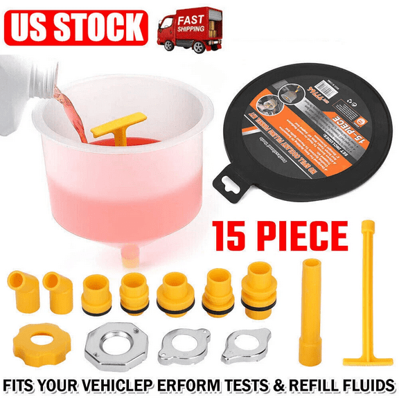 15-Spill Proof Radiator Coolant Filling Funnel Kit Car Auto Fluid Cooling System