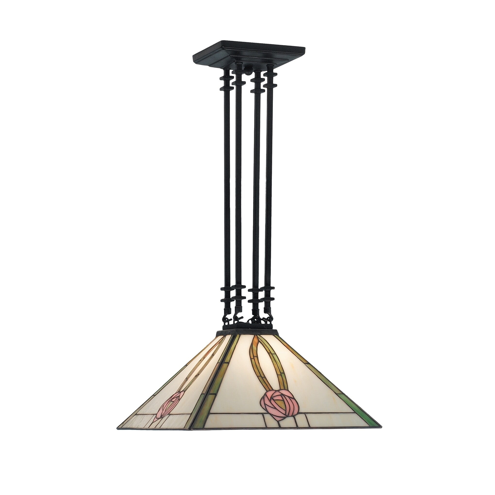 Mackintosh Rose Copper and Glass Single Pendant Light