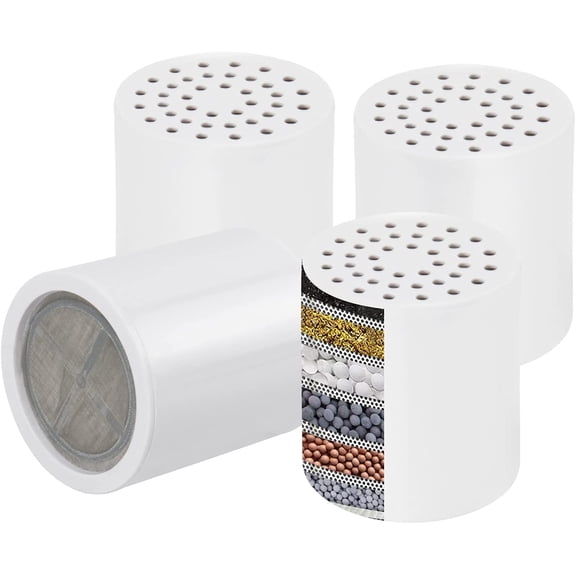 15 - Stage Replacement Cartridge Universal High Output Shower Filter with VC, Reduce Hard Water, Heavy Metal Impurity, Improve Skin & Hair, Fit Any Similar Filter (4 pack)