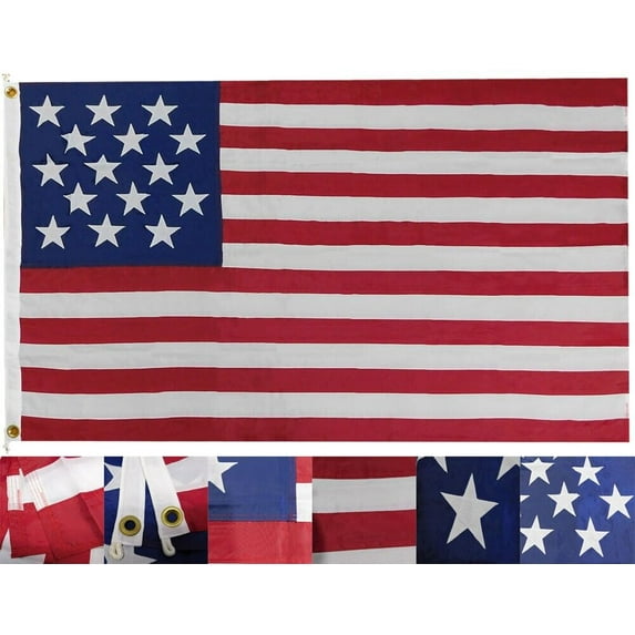 15 Star Spangled Banner 3x5 3'x5' Nylon Embroidered Flag Banner (Outline Star)