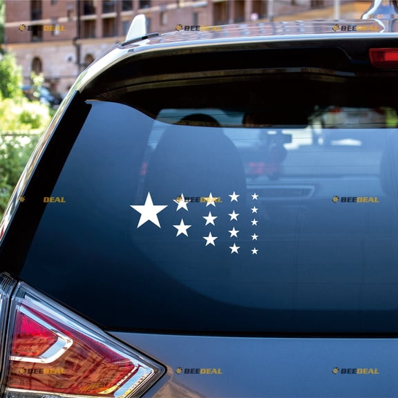15 Stars Sticker Decal Vinyl - White 8" - For Car Boat Laptop Cup No Background Die-cut