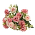 thumbnail image 1 of 15 Stem Artificial Rose Bouquet Pink Gradient Flowers for Home Decor Wedding Party, 1 of 4