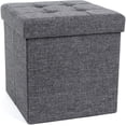 thumbnail image 1 of SONGMICS 15" Storage Ottoman Bench Cube Footrest, Folding, Dark Gray, 1 of 8