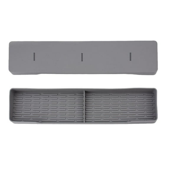 15" Stove Top Shelf, Silicone Material Magnetic Shelf for the Stove - 2 Functional Partitions Kitchen Spice Rack Organizer - Dark gray