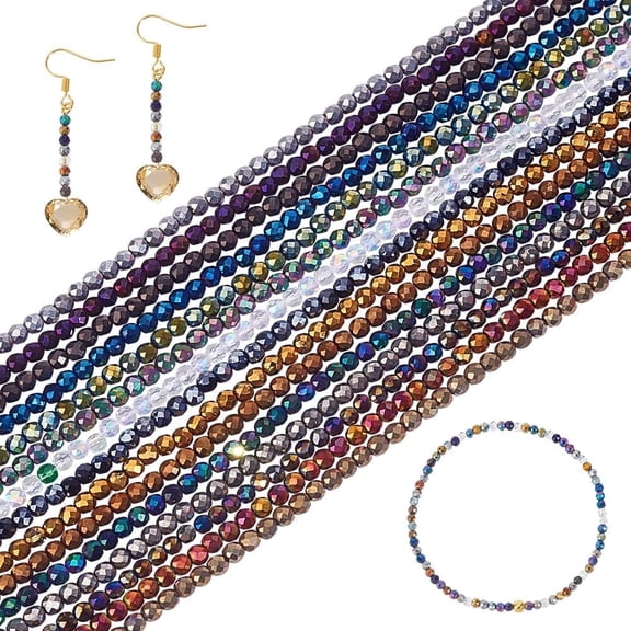 15 Strand 3mm Crystal Faceted Glass Beads Rondelle Crystal Beads Strands Spacer Beads for DIY Jewelry Making Necklace Bracelet Earring Crafts Decoration 2235pcs