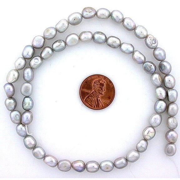 15" Strand 8mm Silver Rainbow Flash Freeform Oval Gem Freshwater Pearl fw39
