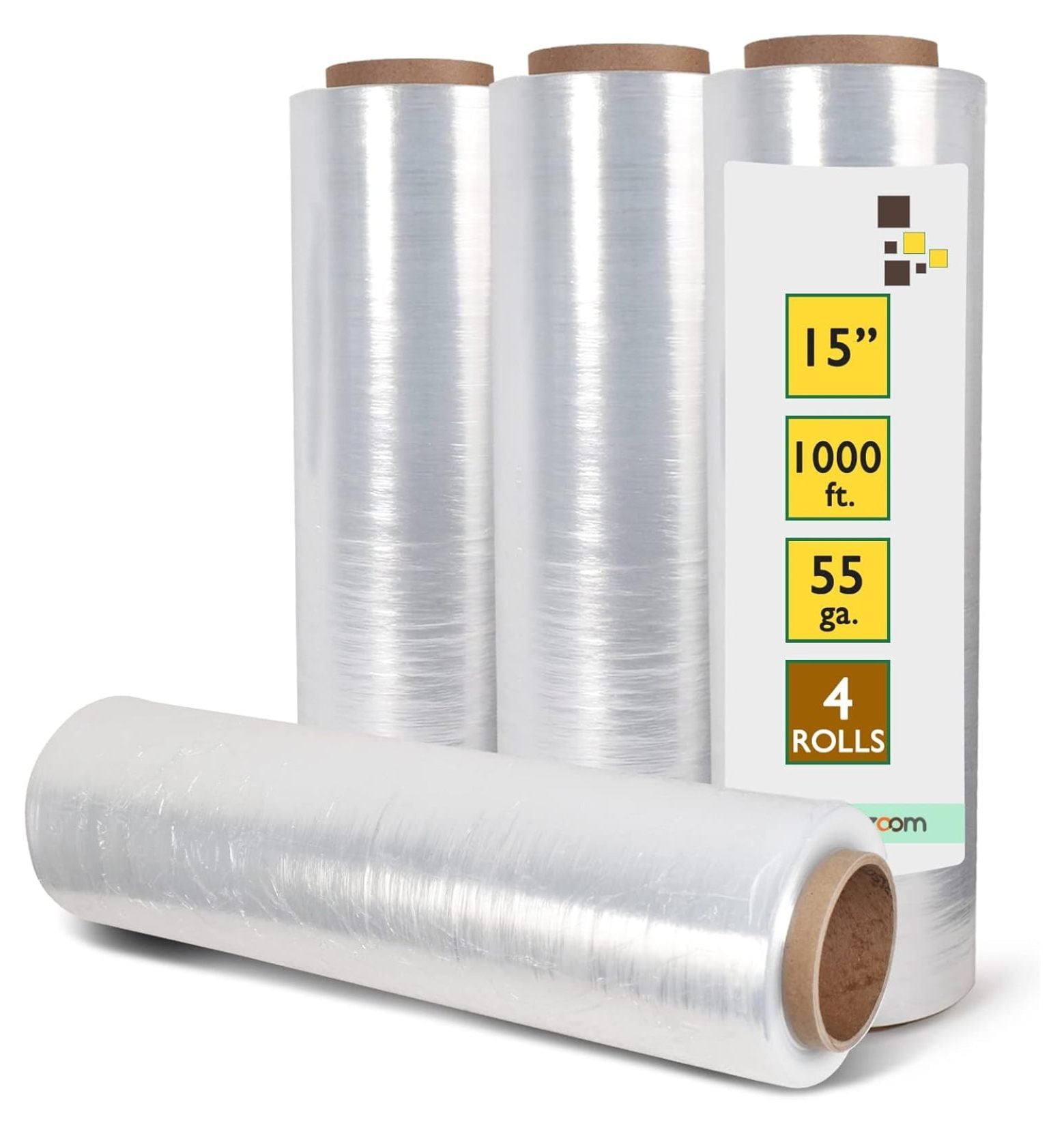 15” Stretch Wrap Film 4 Rolls x 1000 Ft by Industrial Strength Adhering