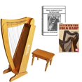 thumbnail image 1 of 15 String Beginners Harp w/ bench + Teach Yourself Folk Harp Book Bundle, 1 of 4