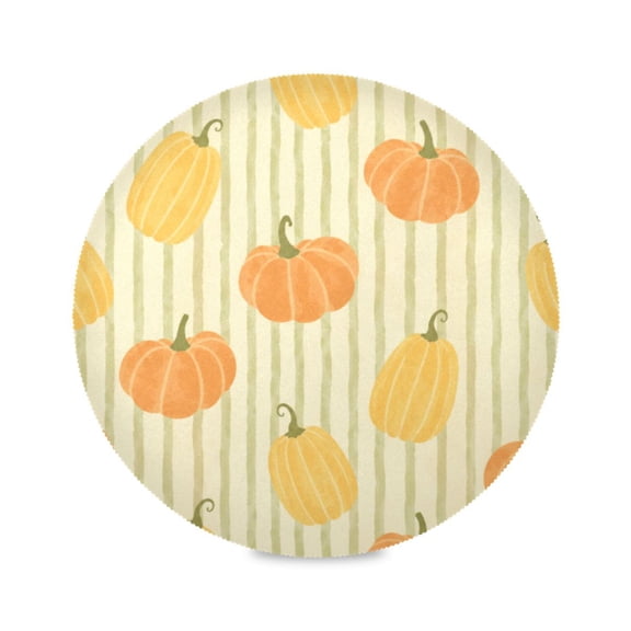 15" Stripe Pumpkin Printed Round Placemats Set of 1 Heat Resistant Table Mat for Kitchen for Party Deco