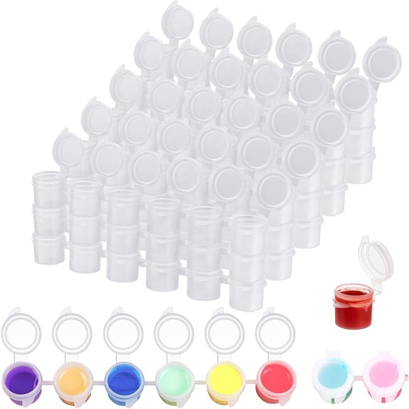 15 Strips 90 Pots Empty Paint Pots, 5 ml/0.17 oz Large Empty Paint Pots with Lids, Easy Open Acrylic Paint Container Paint Strips for Classroom School Painting Art Supplies