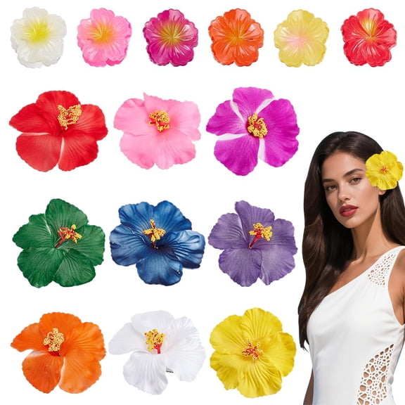 15 Styles Hawaiian Flower Hair Clips for Women Artificial Hibiscus Flower Claw Clips Tropical Beach Hairpins Accessories