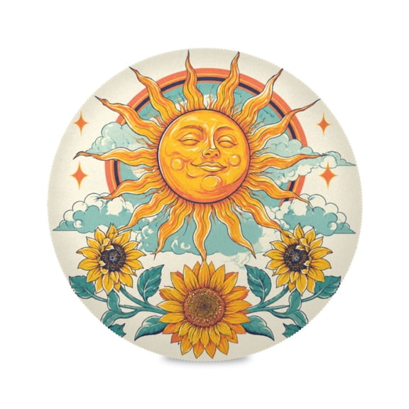 15" Sunfolk Printed Round Placemats Set of 1 Heat Resistant Table Mat for Kitchen for Party Deco