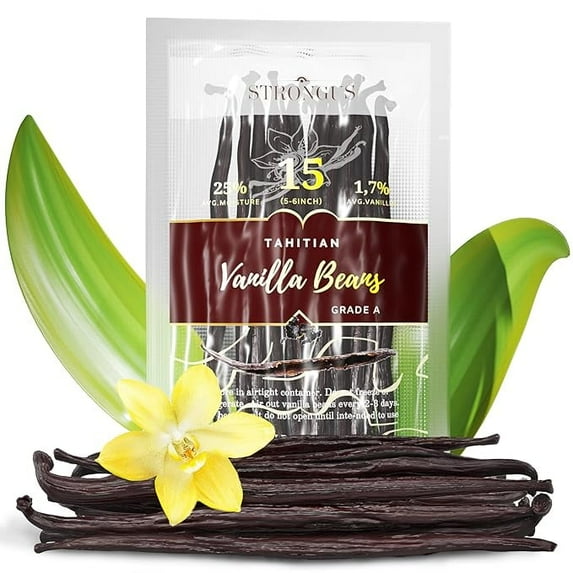 15 Tahitian Vanilla Pods - Grade A - Ideal for Baking, Homemade Extract, and Cooking