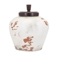 thumbnail image 1 of 15" Terracotta and Milk White Guernsey Decorative Lidded Jar, 1 of 2