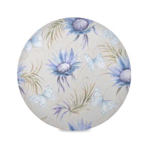 15" Thistle Butterfly Printed Round Placemats Set of 1 Heat Resistant Table Mat for Kitchen for Party Deco