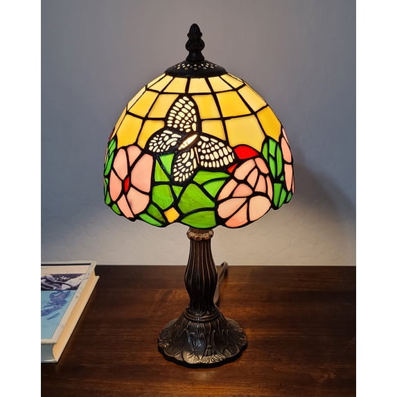 15" Tiffany Style Floral Butterfly Table Lamp
