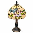 thumbnail image 1 of 15" Tiffany Style Stained Glass Blue Butterfly Table Lamp, 1 of 6