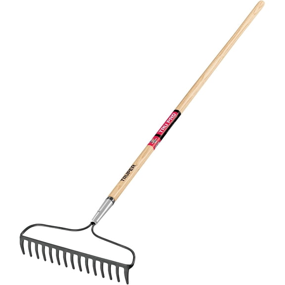15-Tine Forged Steel Bow Rake with 60-Inch Premium Ash Wood Handle  Professional Landscaping Grading and Leveling Tool