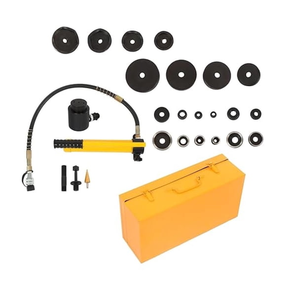 15 Ton Hydraulic Knockout Punch Kit Professional Heavy Duty Punch Driver Tool 1/2 to 4 Inch Electrical Conduit Hole Cutter Set with 10 Dies for Metal Electrical Panels