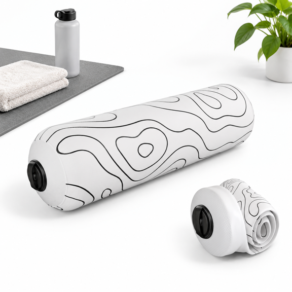 15" Topo Gray Inflatable Travel Foam Roller for and Mobility