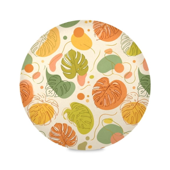 15" Tropic Leaf Printed Round Placemats Set of 1 Heat Resistant Table Mat for Kitchen for Party Deco