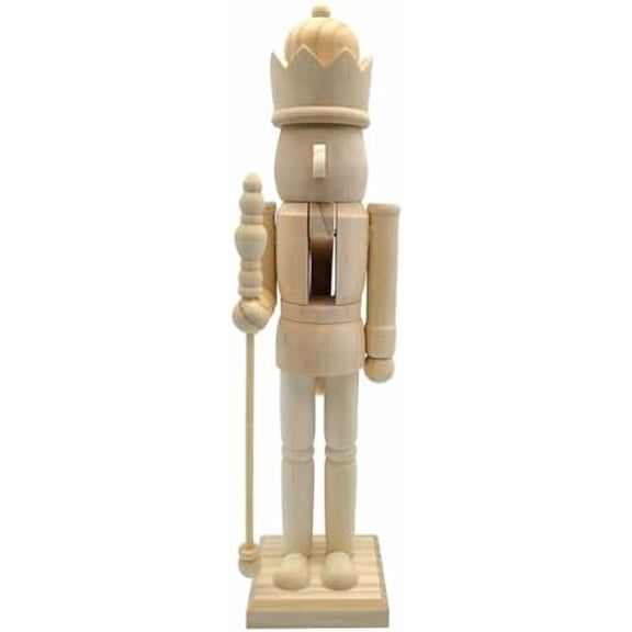 15" Unfinished Nutcracker Wooden Christmas Nutcracker with Scepter DIY Blank Unpainted Nutcracker Puppet Soldier Christmas Table Centerpieces Decorations$$Home Decor, Kitchen, & Other