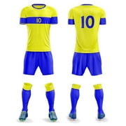 15 Unisex Soccer Game Uniforms Sized for Senior Players (3M-9L-3XL) by Winning Beast® - Yellow/Royal
