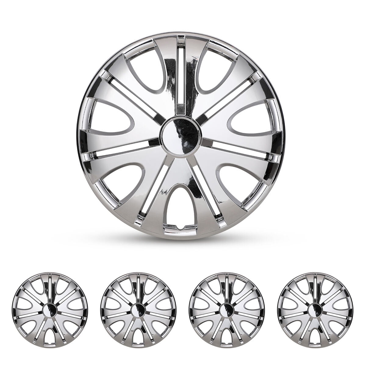 15" Universal Wheel Rims Cover,Chrome Hubcaps,Snap on Car Truck SUV,Set of 4,ABS+PC Material