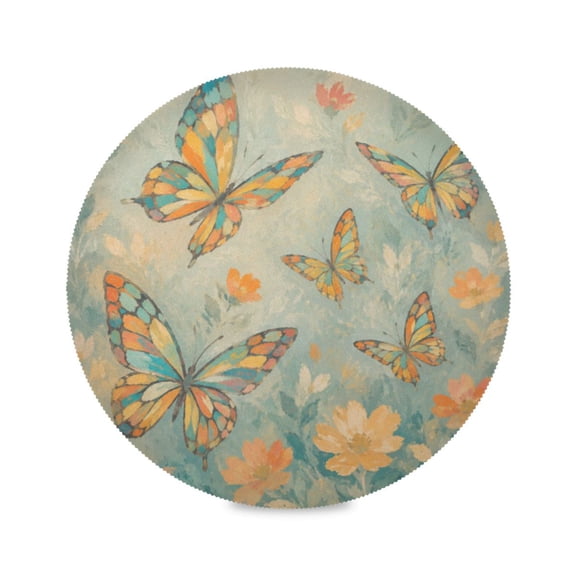 15" Vintage Floral Printed Round Placemats Set of 1 Heat Resistant Table Mat for Kitchen for Party Deco