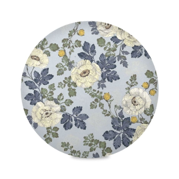 15" Vintage Peony Printed Round Placemats Set of 4 Heat Resistant Table Mat for Kitchen for Party Deco