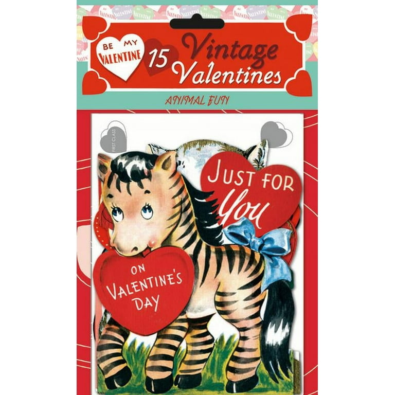 15 Vintage Valentines: 15 Vintage Valentines: Fun with Animals: 15