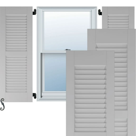 15"W x 37"H Americraft Two Equal Louver Exterior Real Wood Shutters (Per Pair), Primed