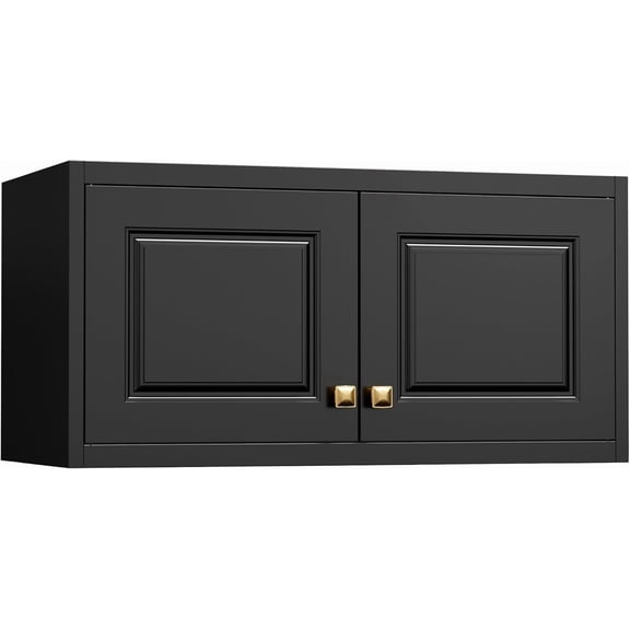 15" Wall Upper Storage Cabinet,Metal Bathroom Wall Mounted Cabinet,Black Storage Cabinets for Basement,Livingroom Home Office