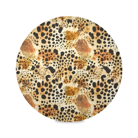 15" Warm Cheetah Dots Printed Round Placemats Set of 6 Heat Resistant Table Mat for Kitchen for Party Deco