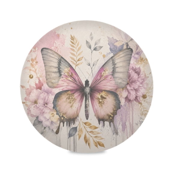 15" Watercolor Art Printed Round Placemats Set of 1 Heat Resistant Table Mat for Kitchen for Party Deco