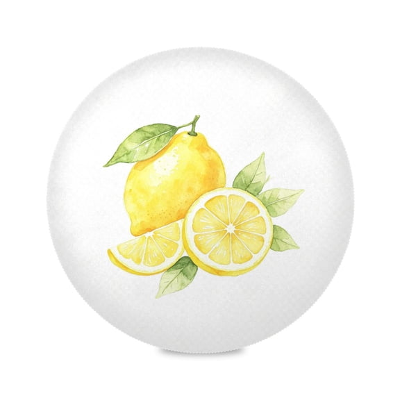15" Watercolor Lemon Printed Round Placemats Set of 1 Heat Resistant Table Mat for Kitchen for Party Deco