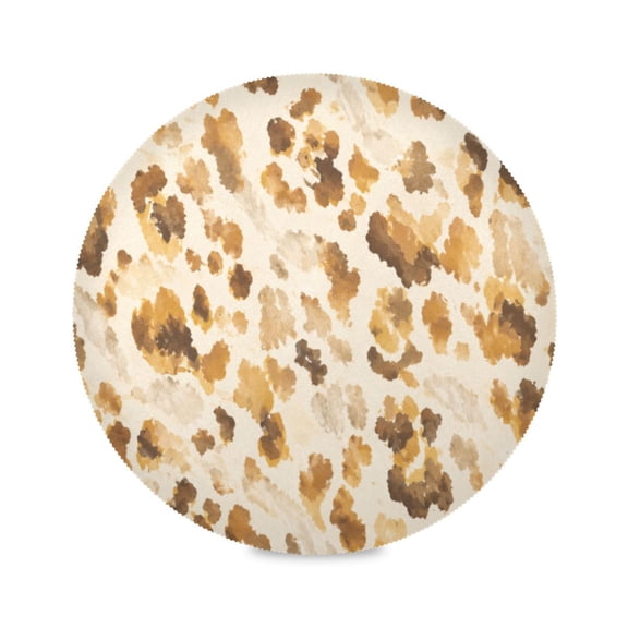 15" Watercolor Leopard Printed Round Placemats Set of 1 Heat Resistant Table Mat for Kitchen for Party Deco