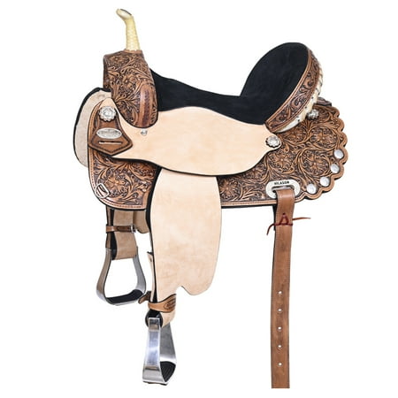 15" Western Horse Saddle American Leather Treeless Trail Barrel Hilason