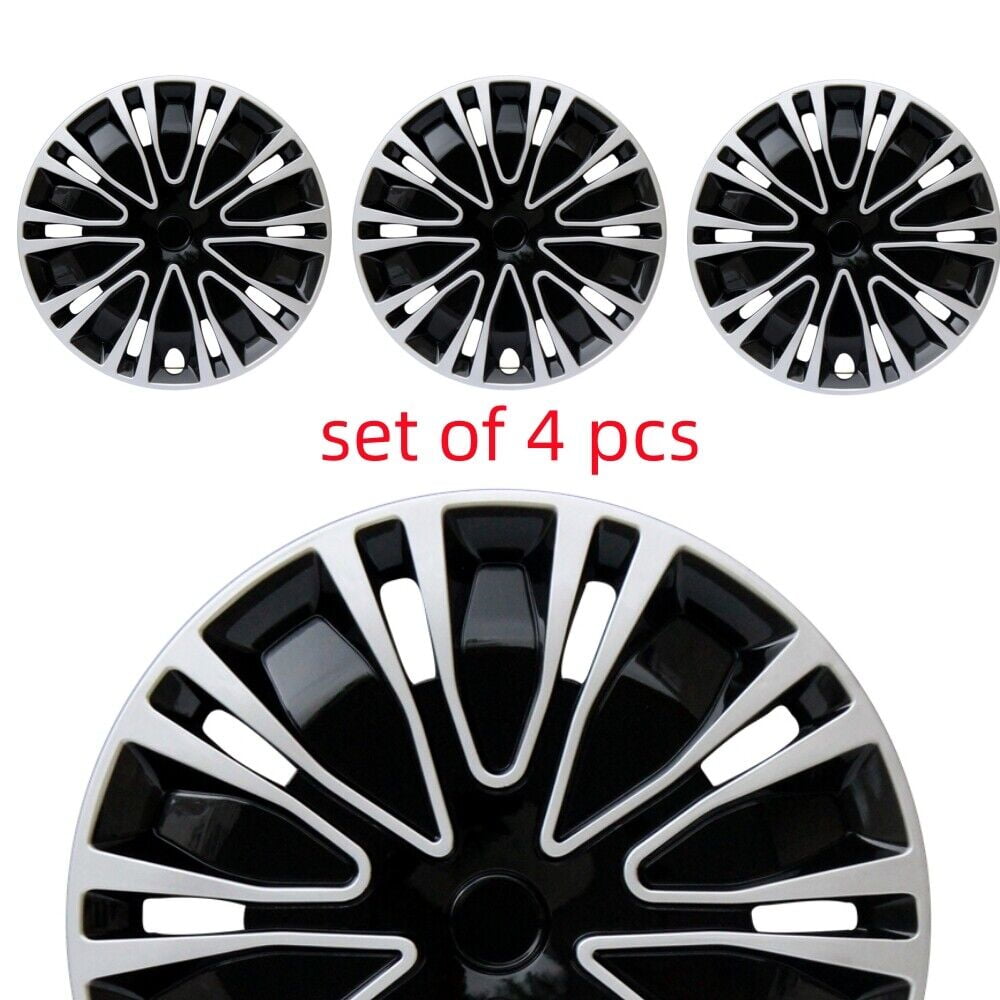 15" Wheel Covers ABS Black and Silvery, 4 Pack
