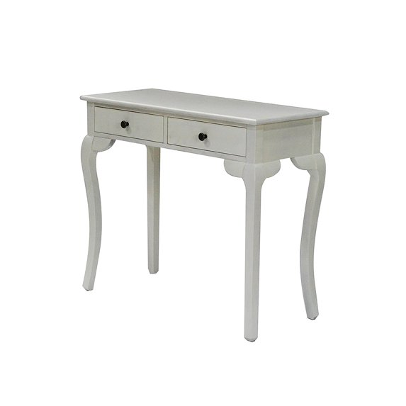 15' White Console Table with 2 Drawers