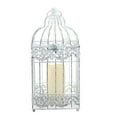 thumbnail image 1 of 15" White Distressed Metal Birdcage Lantern with Indoor/Outdoor LED Flameless Pillar Candle, 1 of 4