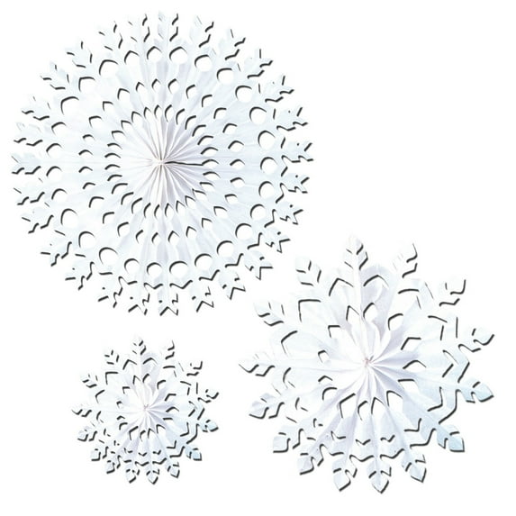 Beistle Club Pack of 24 White Tissue Snowflake Christmas Hanging Decorations 15"