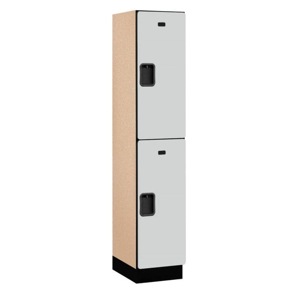 15" Wide Double Tier Designer Wood Locker - 1 Wide - 6 Feet High - 18 Inches Deep - Gray