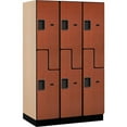 thumbnail image 1 of 15" Wide Double Tier 'S' Style Designer Wood Locker - 3 Wide - 6 Feet High - 21 Inches Deep - Cherry, 1 of 4