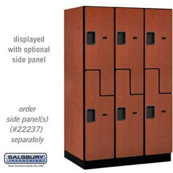 15" Wide Double Tier 'S' Style Designer Wood Locker - 3 Wide - 6 Feet High - 24 Inches Deep - Cherry