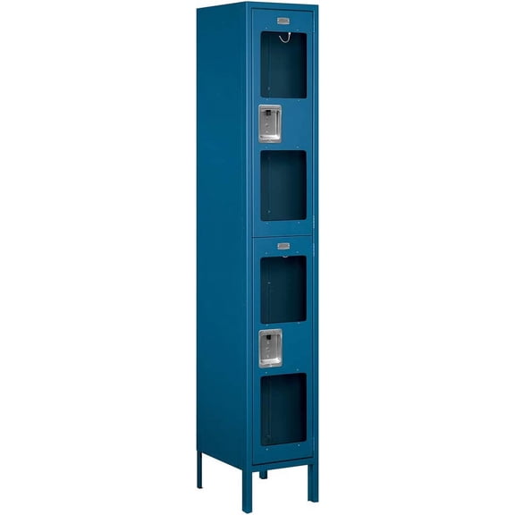 Salsbury Industries S-52165BL-U 15" Double Tier, 1 Wide x 6 Feet High x 15 Inches Deep, Unassembled See-Through Metal Locker, Blue