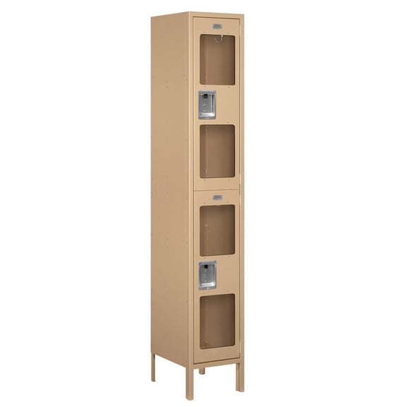 Salsbury Industries S-52165TN-U 15" Double Tier, 1 Wide x 6 Feet High x 15 Inches Deep, Unassembled See-Through Metal Locker, Tan