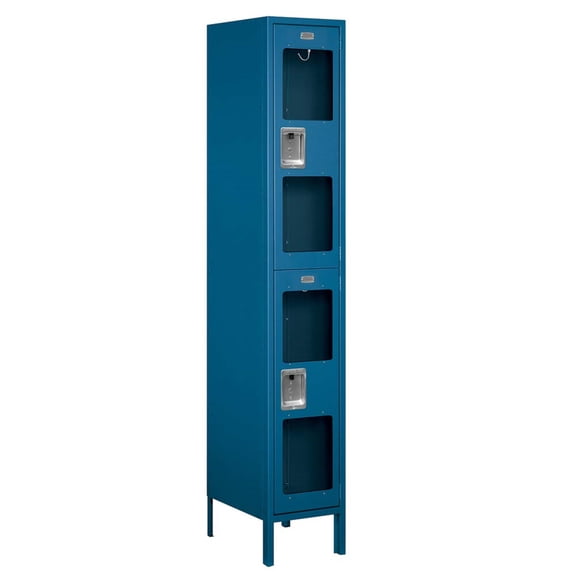 Salsbury Industries S-52168BL-U 15" Double Tier, 1 Wide x 6 Feet High x 18 Inches Deep, Unassembled See-Through Metal Locker, Blue